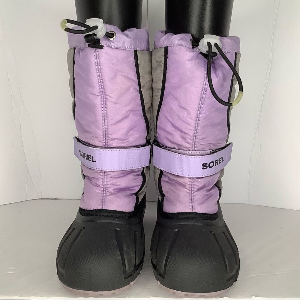 Sorel Flurry Lavender Gray Knee High Waterproof Winter Snow Big Girl Boots Sz 4